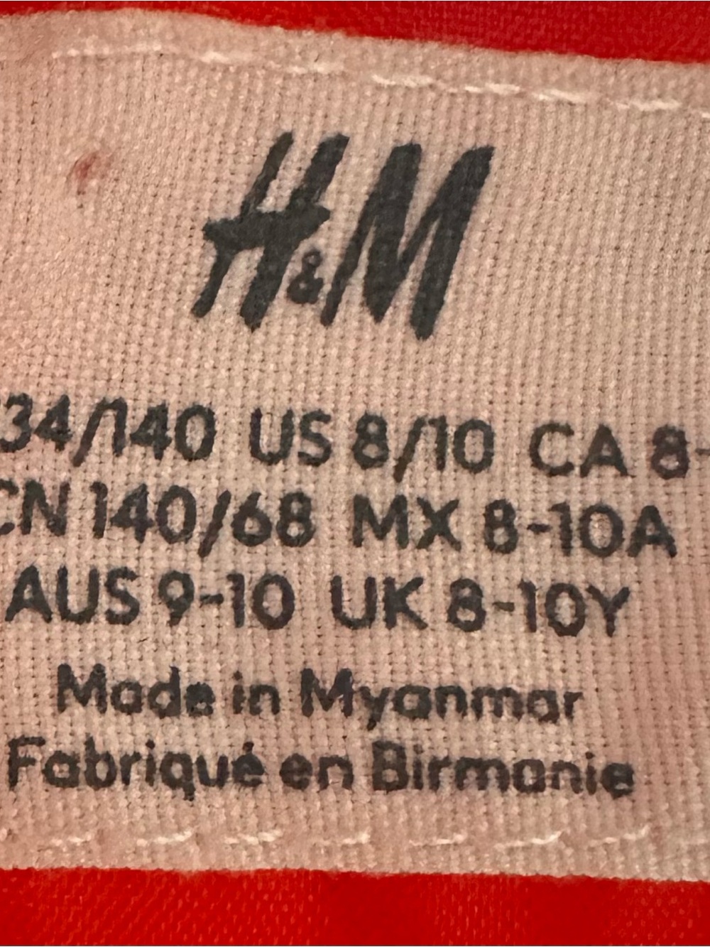 H&M Bright Red Kids Top with Size Label